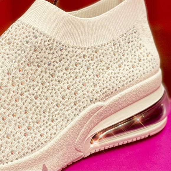 Italina Knitted Sparkly Embellished Platform Slip-On Sock Sneaker - Picture 6 of 9